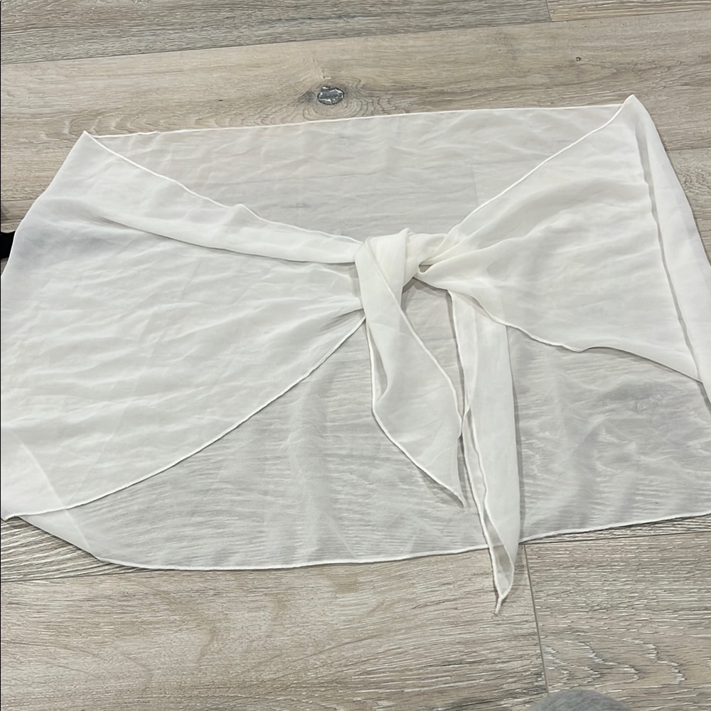 Black and White Sheer Tie up swim sarong - Picture 2 of 4